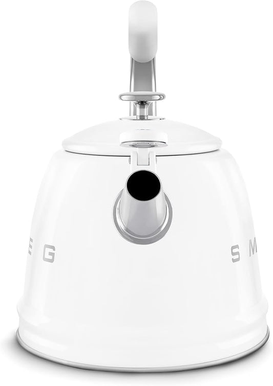 Smeg WKF01WH Whistling Kettle for Hobs, Stainless Steel, 2.3 liters, White