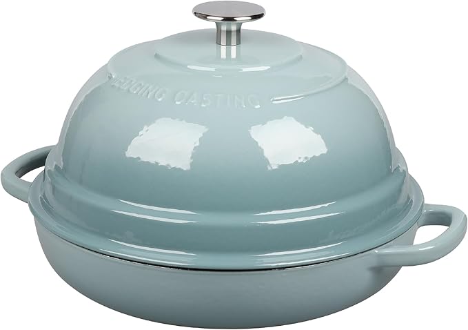 EDGING CASTING Enameled Cast Iron Dutch Oven Pot with Lid, Round Bread Oven for Homemade Sourdough Bread Baking, 6 Quart, Seasalt