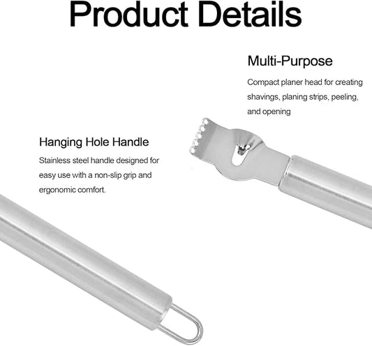 Lemon Zester Stainless Steel, 2-In-1 Citrus Skin Scraper & Lemon Channel Knife, Orange Peeler, Grater, Zesting, Rind Remover Tool with Hanging Hook