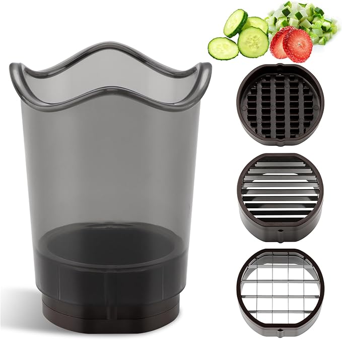 Fruit Slicer Cup, Strawberry Slicer with Stainless Blades, Detachable Fruit Slicers with Push Plate, Strawberry Cutter for Banana, Cucumber, Grape, Egg, Kitchen Gadgets