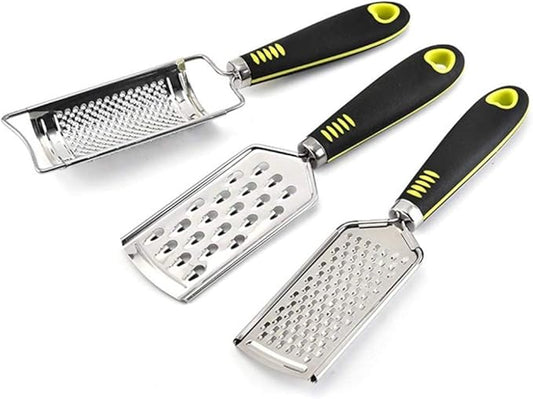Kitchen Grater Set of 3, Stainless Steel Citrus Lemon Zester, Stainless Steel Grater, Cheese Grate, Ginger Zester, Sharp Blade and Ergonomic Handle, Easy to Clean,