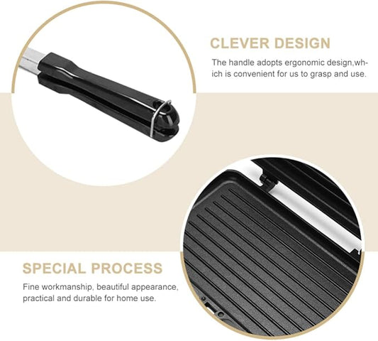 Hemoton Double-Sided Nonstick Sandwich Baking Pan 14 Inch Aluminum Grill Pan for Stovetop Cooking Breakfast Omelette Toast and More