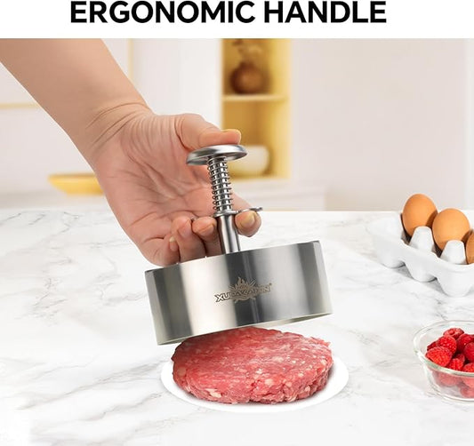 Hamburger press patty maker,304 Stainless Steel Burger Press, Non-Stick Patty-Making molds Suitable for Beef, Vegetables, and Burgers. BPA-Free,Dishwasher Safe (4")