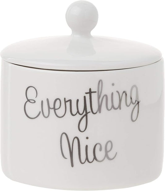 Kate Aspen Ceramic Sugar Bowl, Spice and Everything Nice, White