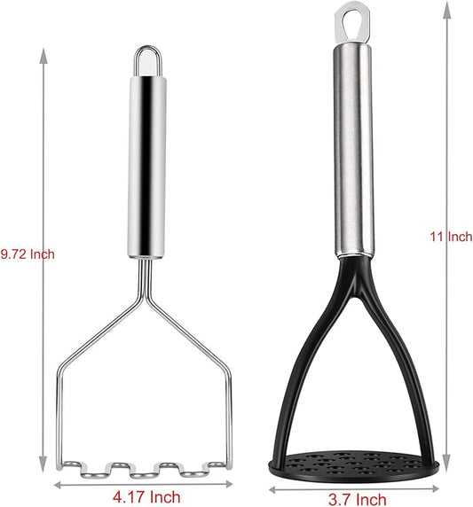 TENTA TENTA KITCHEN 2 PCS Potato Mashers, Thick Nylon Nonstick Food Masher, Safe for Non-Stick Cookware, Strong Stainless Steel Potato Ricer For More Cookware