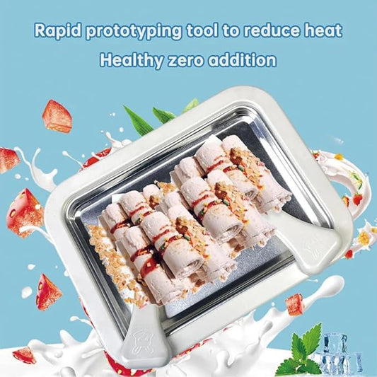 Rolled Ice Cream Tray, Ice Cream Maker for Kids, DIY Homemade Rolled Ice CreamsTray, Instant Freeze Plate with 2 Scrapers, Suitable for Family, School, Party, DIY Dessert Making. (White) (White)