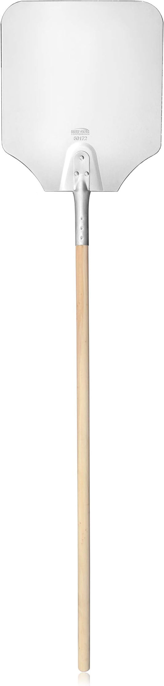 New Star Foodservice 50172 Aluminum Pizza Peel, Wooden Handle, 12 x 14 inch Blade, 52 inch overall