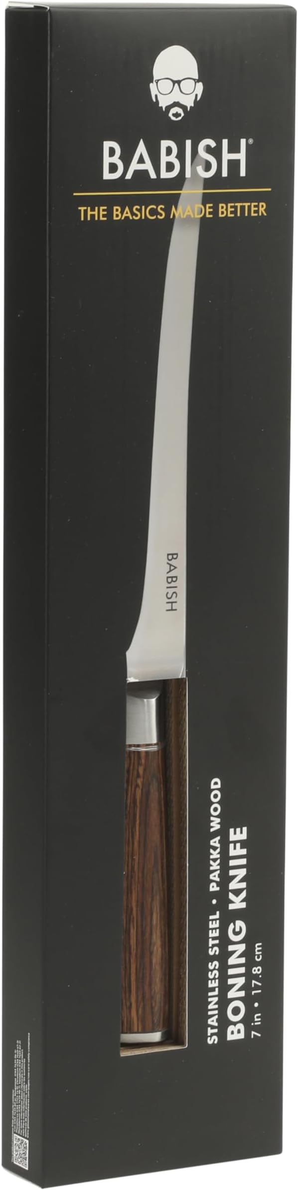 Babish 1.4116 German Stainless Steel Boning & Fillet Knife with Dark Pakka Wood Handle – 6-Inch Full-Tang Flexible Kitchen Knife for Meat, Poultry, Fish & Precision Butchering