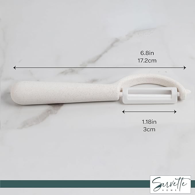 Fruit and Vegetable Peelers with Stainless Steel or Ceramic Blades, Wheat Straw Handles (Ceramic)