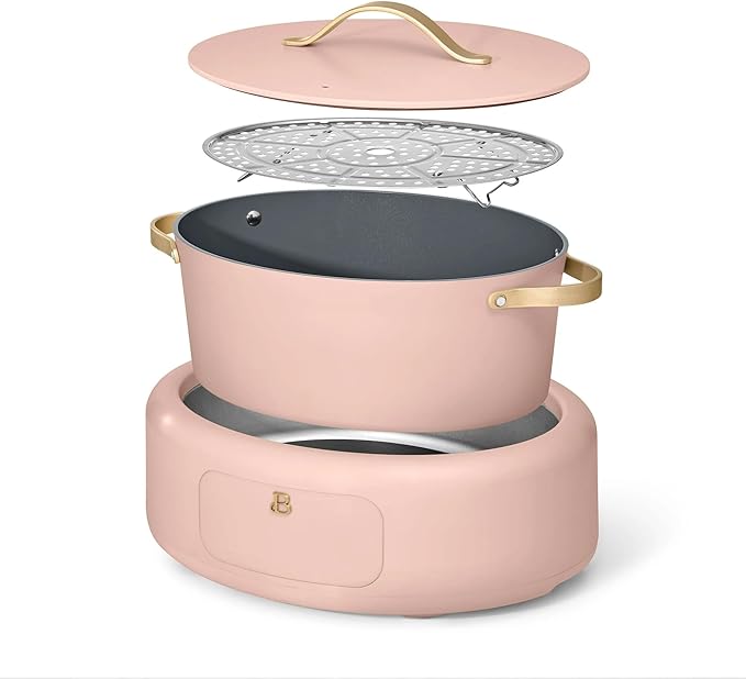 Beautiful 10-in-1 Electric MultiCooker 6 Quart - Programmable Slow Cooker, Sous Vide, Rice Cooker - Sleek Touch Timer & Delayed Start - Kitchen Appliance by Drew Barrymore (Rose)