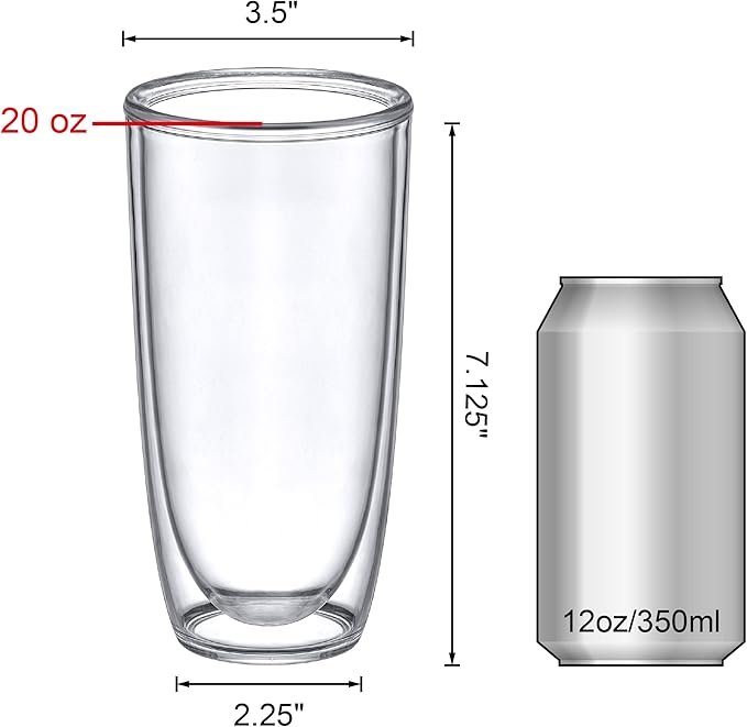 Amazing Abby - Andes - 20-Ounce Insulated Plastic Tumblers (Set of 4), Double-Wall Plastic Drinking Glasses, All-Clear Reusable Cups, BPA-Free, Shatter-Proof, Dishwasher-Safe