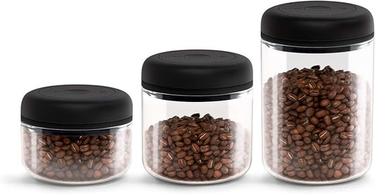 Fellow Atmos Vacuum Coffee Canister, 0.4L Clear Glass – Airtight Food Storage Container for Whole Beans, Ground Coffee, Tea & Spices – Vacuum Seal Preserves Freshness – BPA-Free, Holds up to 6 oz