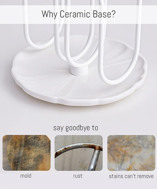 VROOMIUM Napkin Holder for Table, Effortless Cleaning Ceramic Base, 1 lb Weight, White Napkin Holders for Paper Napkins, Servilleteros para Mesas