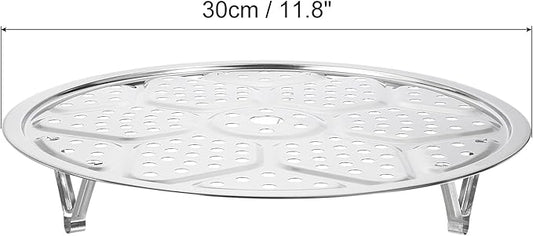 uxcell Stainless Steel Steamer Rack with Stand, 11.8 Inches Pot Steaming Tray for Steamer Cookware Instant Pressure Cooker, Silver Tone