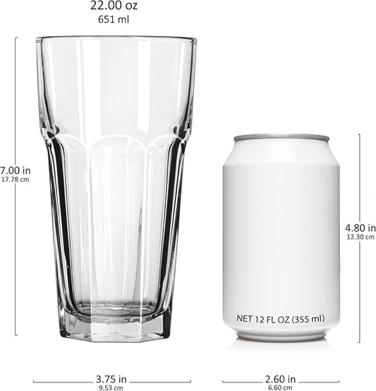 Libbey Gibraltar DuraTuff Iced Tea Glasses, 22-Ounce, Set of 12, Durable Restaurant-Quality Glassware, Dishwasher Safe