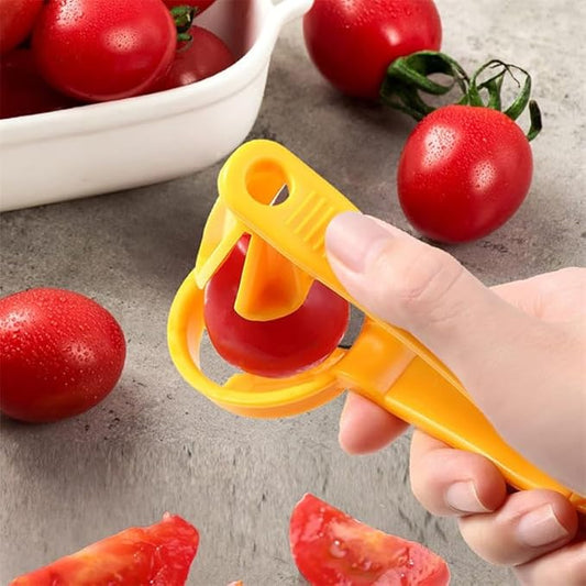 WOIWO Little Tomato Slicer - Cherry & Strawberry Slicer, Kitchen Gadget (Yellow)