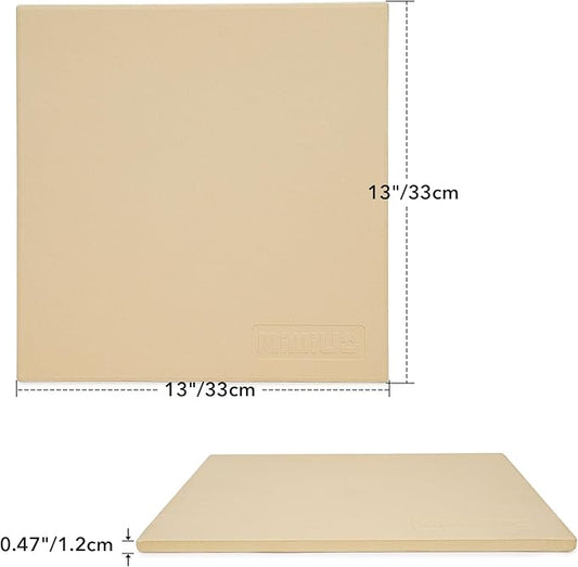 Mimiuo Pizza Stone for Oven and BBQ Grill, 13 inch Square Bread Baking Stone, Heavy Duty Large Ceramic Pizza Pan for Baking Pie Cookie and Cheese