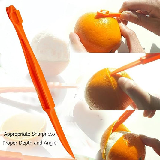 Orange Peeler Tools Citrus Peel Cutter Plastic Easy Fruit Vegetable Slicer Cutter Lemon Peeler Opener Remover Fruit Tools Kitchen Utensils Gadgets Bladed Food Peeler Slicer (Orange)