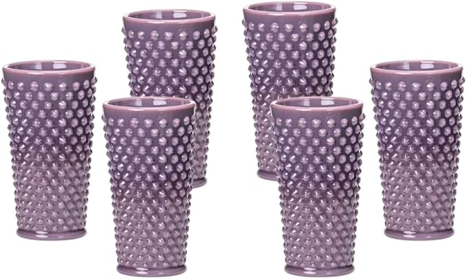 Ice Tea Glass - GiGi Hobnail Pattern - American Made - Mosser Glass USA (6, Eggplant)