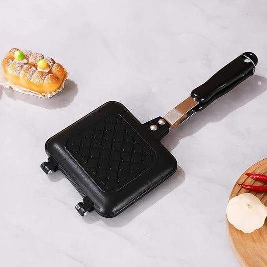 Stovetop Panini Grill & Waffle Maker, Aluminum Alloy, Double-Sided Non-Stick Panini Press, Portable Sandwich Maker, Easy Clean for Home Kitchen & Camping