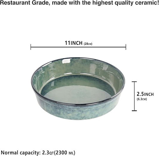 LIUYWYHCF Ceramic Pie Pan Quiche Dish 2.3 Quart Baking Pan, 11 Inch Round Au Gratin Baking Dishes, Non-Stick Tart Pan, Pie Plate for Apple, Oven, Dishwasher and Microwave Safe