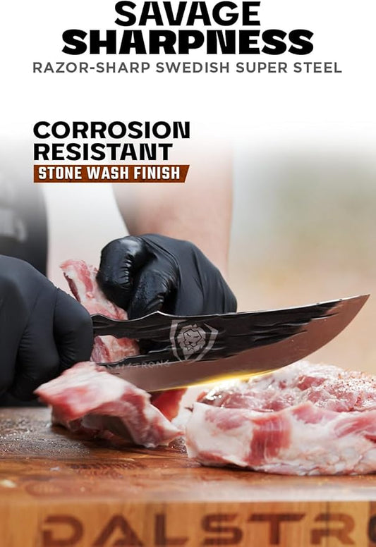 Dalstrong Chef Knife - 8 inch - Barbarian Series - Premium Swedish 14C28N High Carbon Stainless Steel - Black Brown Stabilized Wood Handle - Chef's Knife Kitchen - Sheath Included