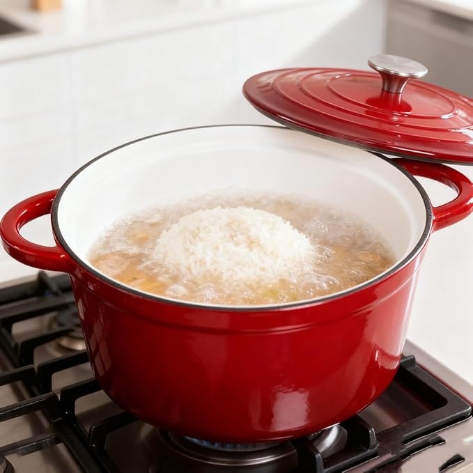 Maldira Enameled Cast Iron Dutch Oven, Non Stick Casserole Pot with Lid (Peacock Blue, 4.5 Quarts)