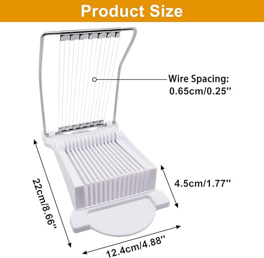 Egg Slicer for Hard Boiled Eggs, Food Slicer with 14 Stainless Steel Wires, Heavy Duty Hard Boiled Egg Cutter, Spam Slicer for Soft Fruit Strawberry Luncheon Meat Home Use (1Pcs, White)