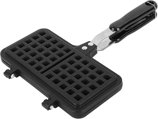 Stovetop Waffle Maker Pan, Aluminum Double Waffle Baking Pan with Non Stick Coating, Even Heating Stovetop Waffle Pan for Home and Outdoor Breakfast Use