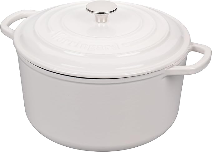 VORRINGARD Enameled Cast Iron Dutch Oven Pot with Lid, for Sourdough Bread Baking, Round Dutch Ovens, 4.5 Quart, White