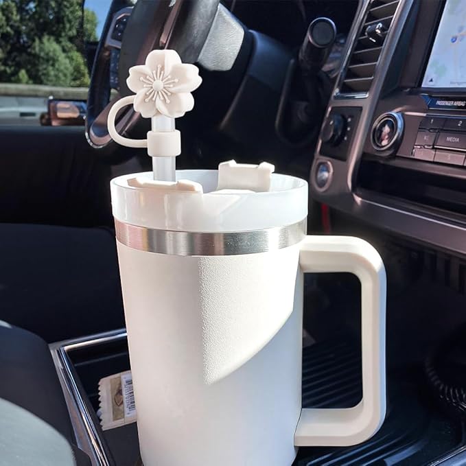 White Straw Cover for Stanley Cup, 10mm (0.4inch) Silicone Straw Covers for 40Oz&30Oz Stanley Cup