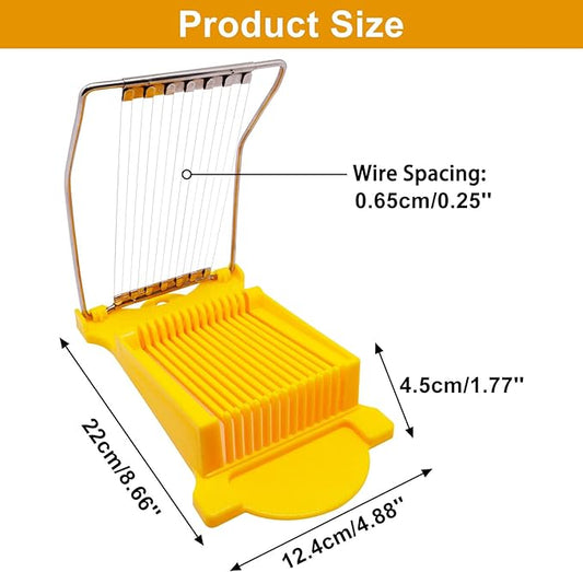 Egg Slicer for Hard Boiled Eggs, Food Slicer with 14 Stainless Steel Wires, Heavy Duty Hard Boiled Egg Cutter, Spam Slicer for Soft Fruit Strawberry Luncheon Meat Home Use (1Pcs, Yellow)