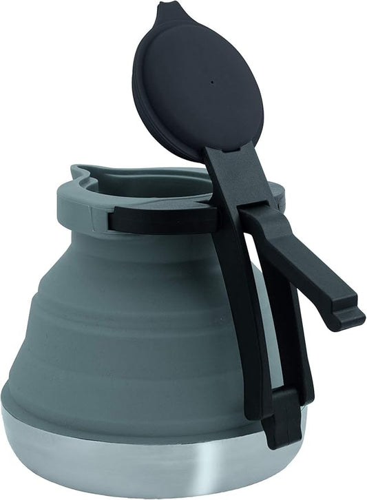 kettle 1,2 litre foldable silicon/RVS grey