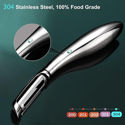 Potato Peeler Stainless Steel, Premium Vegetable Peelers for Kitchen, Fruit & Veggie Peeler, Carrot Cucumber Apple Peeler,Ultra Sharp Serrated Blade,Ergonomic Non-Slip Handle (5-year warranty)