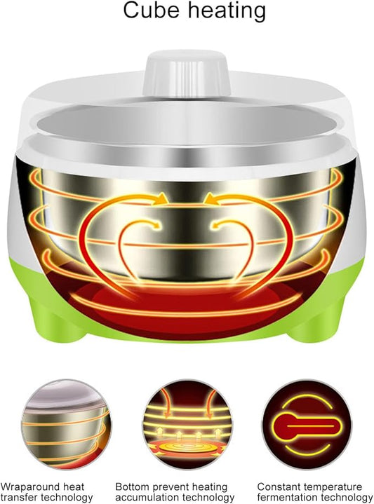 Haofy 15W Yogurt Maker Stainless Steel Container for Homemade DIY Yogurt Making with Energy Saving Heating Suitable for Families Easy to Use for Yogurt Preparation at Home