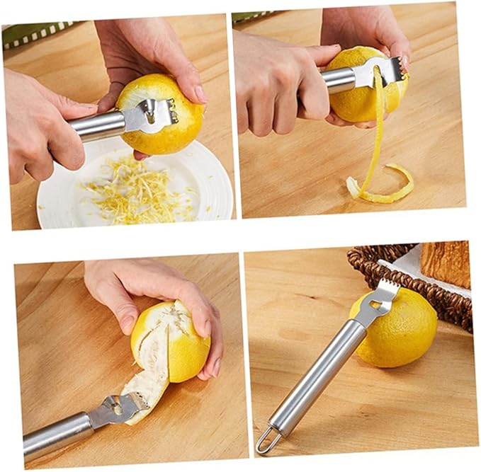 Stainless Steel Lemon Peeler and Orange Zester Tool Ergonomic to Clean for Home Kitchen Citrus Preparation