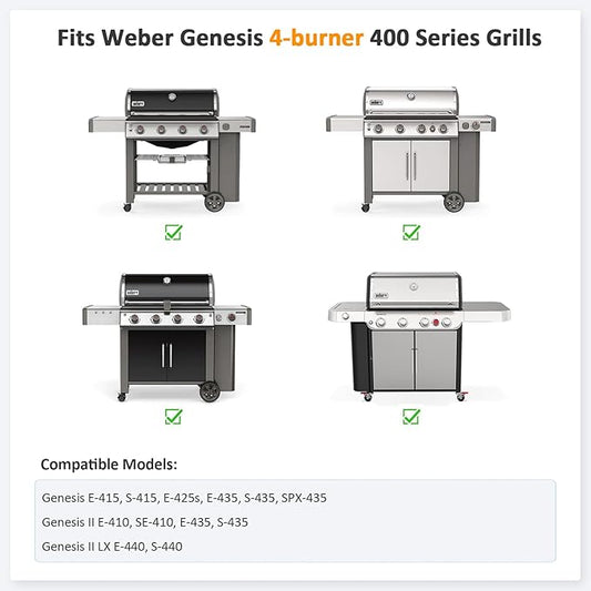 Stanbroil 6789 Full Size Griddle Insert for Weber Genesis 4-Burner 400 Series Gas Grill, Nonstick Coating Flat Top Griddle for Weber Genesis I&II 410 415 425s 435 440, Black
