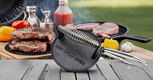 Kitchen Tools BEST DAD EVER Heavy Duty Cast Iron Grill Press Burger Press Bacon Press Barbecue Press Meat Press Burger Smasher Griddle Press Unique Father's Gift(7inch)