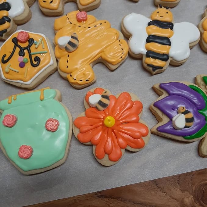 Bee Cookie Cutters Set - 3 Inches - 7 Piece - Beehive, Flower, Honeycomb and Honey Jar Stainless Steel Biscuit Molds for Honey Bee Party Decoration Favor