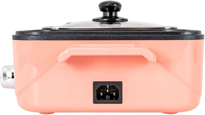 2-in-1 Electric Hot Pot & Grill Combo - Non-Stick Indoor Cooker with Dual Independent Temp Control, Fast 1200W Heating, Pink - Ideal for Korean BBQ, Steaks, Shabu Shabu, Noodles & Up to 4 People