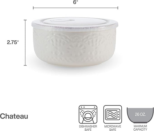Pfaltzgraff Chateau Storage Bowls, 6 inch, Cream