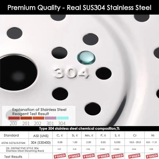 DS. DISTINCTIVE STYLE Steamer Rack 304 Stainless Steel Steaming Rack Steam Tray with Removable Legs for Instant Pressure Cooker Multi-functional Steamer Basket (Silver - 22cm)
