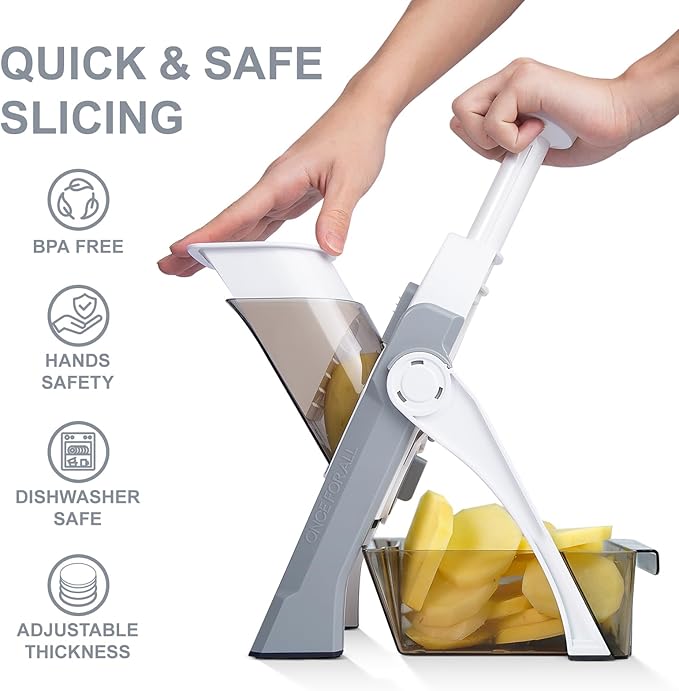 SAFE SLICER GRAY + LARGE MANDOLINE SLICER AND CHOPPER Blue