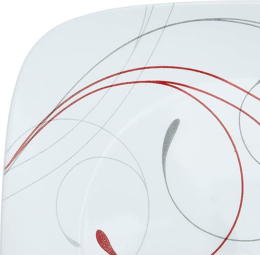 Corelle Vitrelle 6-Piece Dinner Plates Set, Triple Layer Glass and Chip Resistant, Lightweight Square 10-1/2-Inch Plates, Simple Lines