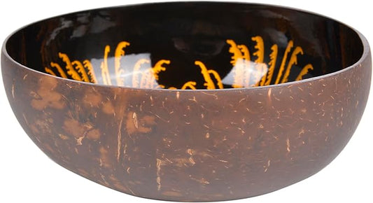 ChezMax Natural Coconut Bowl Mother of Pearl Inlaid Shell Key Bowls for Entryway Table Candy Container Nuts Holder Fruits & Dry Snack Storage Round Handcrafted Bowl for Decoration Gold