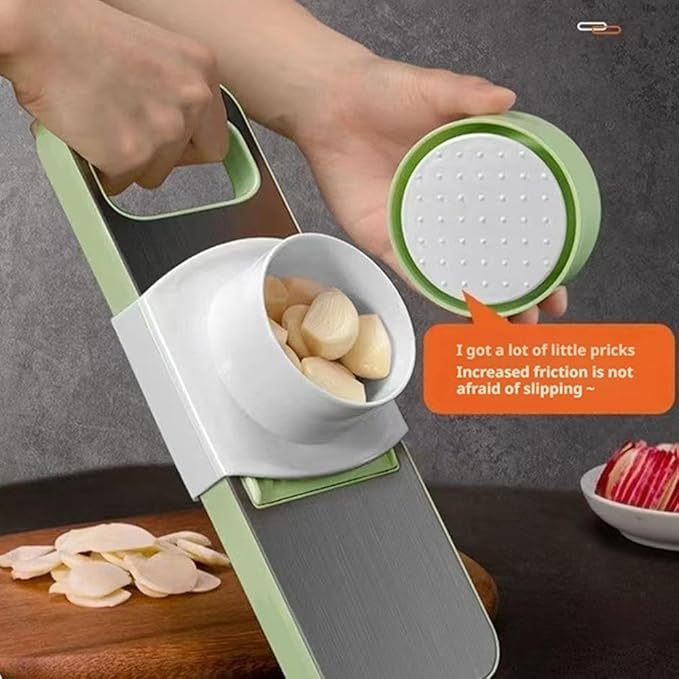 Multifunctional Vegetable Cutter,Vegetable Chopper Set,Manual Food Cutter & Dicer with 6 Blades,Hand Safe Knife, Mandoline Slicer for Vegetables, Meal Prep & More,Kitchen Gadgets (Slivery)