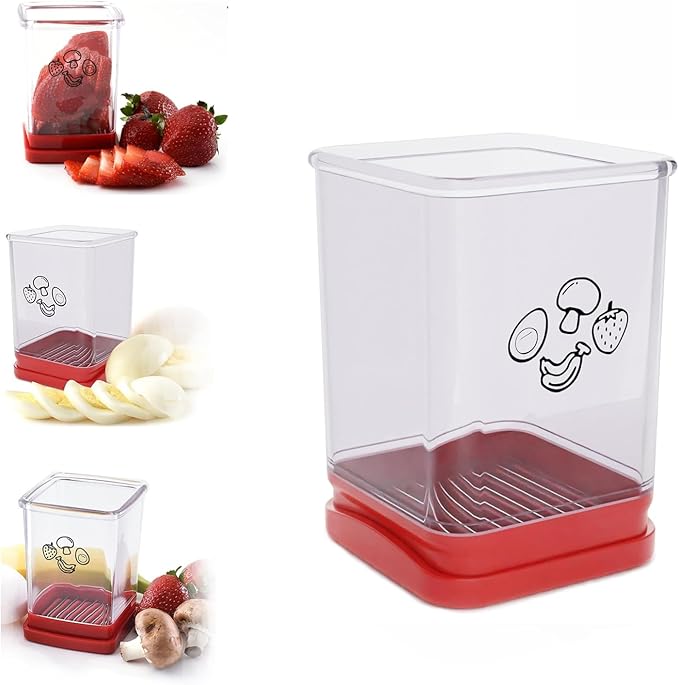 Stainless Steel Fruit Slicer Cup,Multifunctional Speed Cutter for Strawberry Banana Grape Egg Portable,Kitchen Gadget for Vegetable Cutting Salad Prep Must-Have Kitchen Tool.