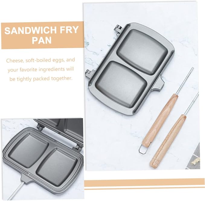 Cabilock Nonstick Double Sided Pan Sandwich Maker Bread Baking Plate Stovetop Press Versatile Kitchen Tool