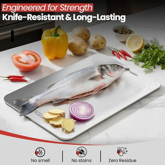 Premium Titanium Cutting Board - 100% Pure Titanium Cutting Boards for Kitchen Use - Durable and Lightweight Cutting Board Accessory for Precise Chopping and Slicing 1PC (14"L x 10"W)