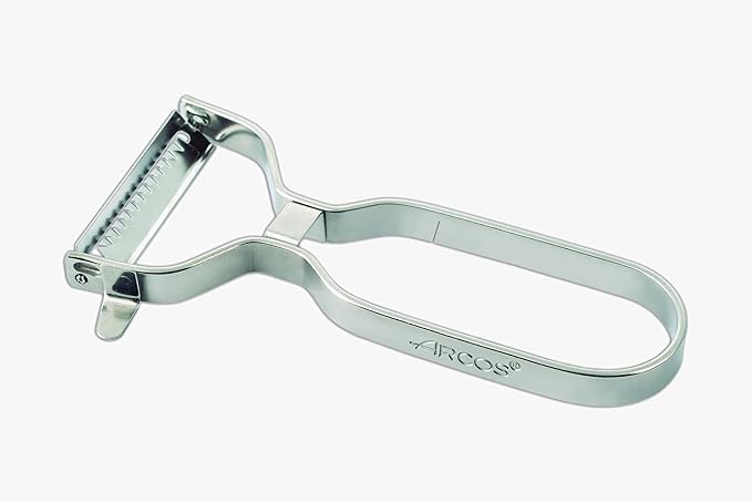 ARCOS Julienne Peeler. Professional Chrome-Plated Cutter. 5.5 Inch Stainless Steel Kitchen Tool for Precise Cutting. Chef's Gadget with Ergonomic Design. Silver Color